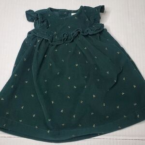 Carter's 6m Dark Green Kids Dress with Gold Bow Accents